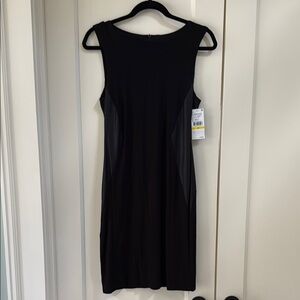 Karen Kane Amber Waves Black Faux Leather Dress NWT Size M